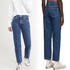 SLVRLAKE Sophie Come To Pass Mid Rise Straight Leg Dark Wash Denim Blue Jeans 25